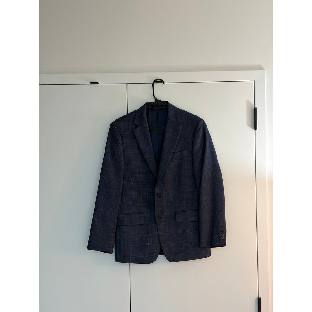 Lauren Ralph Lauren Men's Suit Jacket Blazer Blue Plaid Wool Blend
